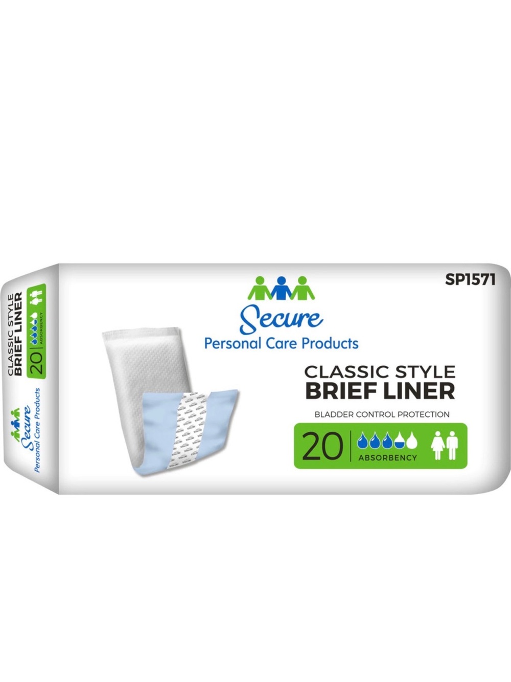 Secure Classic Style Brief Liner - White & Light Blue